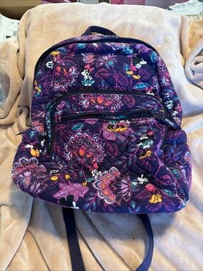 Vera Bradley Purple and Pink Quilted Backpack with Disney Minnie Print
